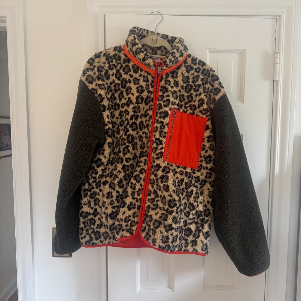 Sundae School Tiger Mom Leopard Fleece Zip Up | Size M | Like New